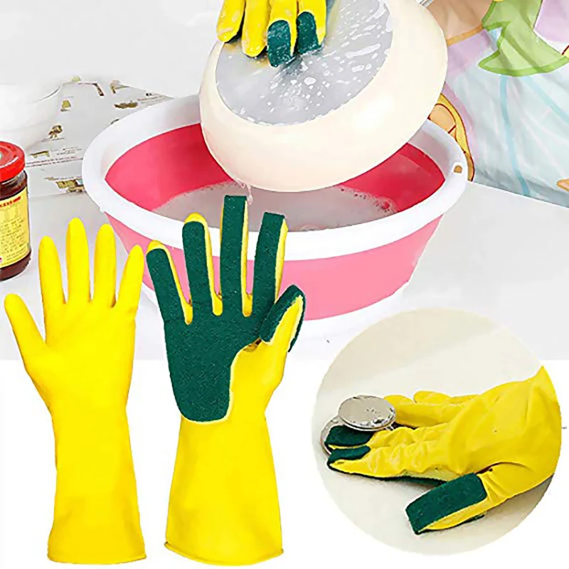 WALFOS Creative  Washing Cleaning Gloves Garden Kitchen Dish Sponge Fingers Rubber Household Cleaning Gloves for Dishwashin