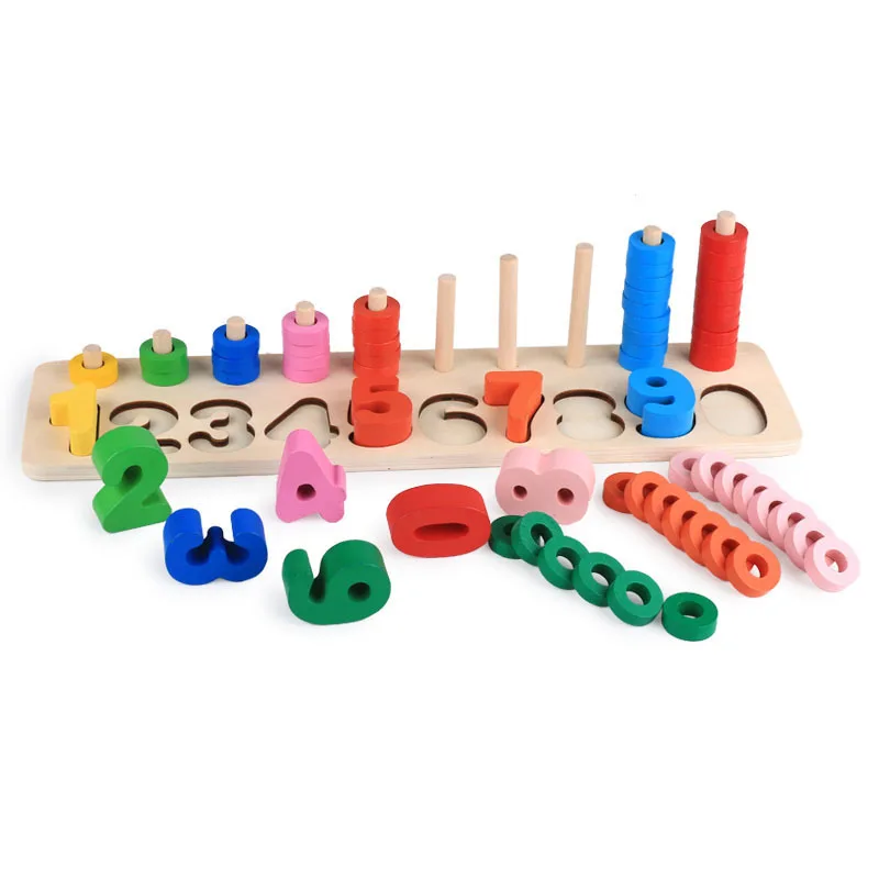 Wooden toys early childhood digital logarithmic board mathematical enlightenment teaching tool young baby wooden paired toys 3-6