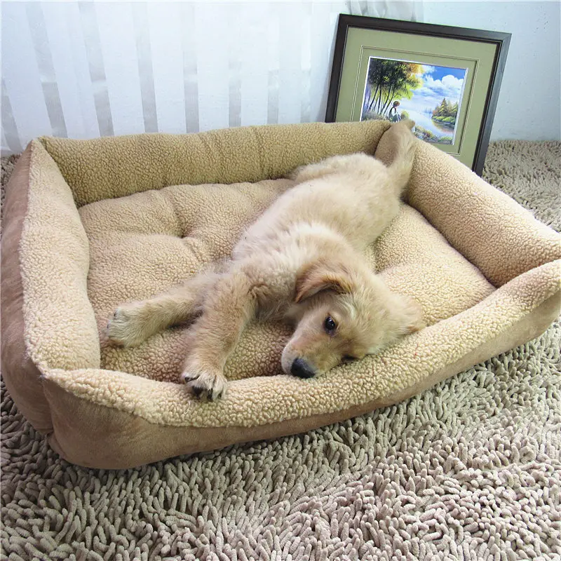 Warming Dog House Fleece Lounger Sofa for Small Large Dog Golden Retriever Bed Flannel Kennel Cat Litter Dog Mats