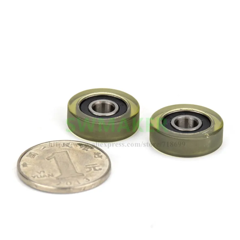 1pcs 5*25*9mm 625RS bearing roller / rubber wheel, mute wear resistant, PU, showcase / banknote counting machine