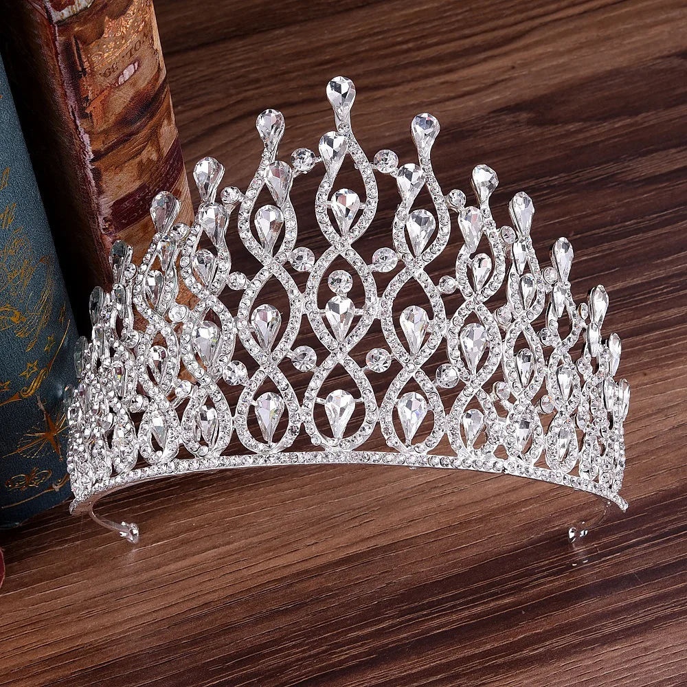 KMVEXO Luxury Multilayers Drop Royal King Wedding Crown Bride Tiaras Hair Jewelry Crystal Diadem Prom Party Pageant Accessories