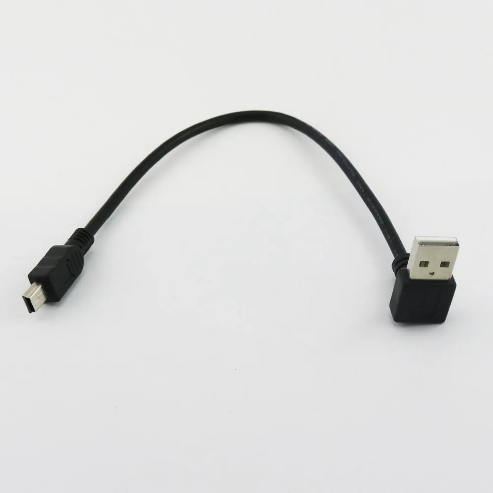 1pcs Down Angle USB 2.0 A Type Male To Mini USB 5 Pin Male Charger Data Adapter Cable 25cm