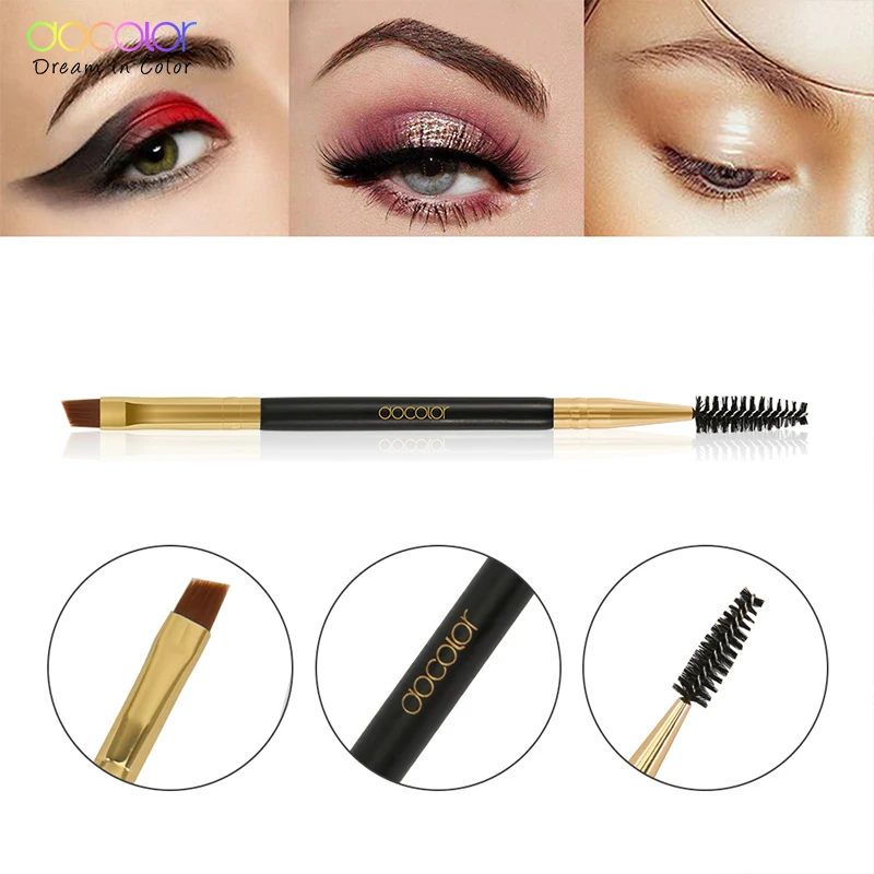 Docolor 5/10pcs White Black Professional Double headed Eyebrow Eyelash Makeup Brushes Thin hair Wholesale Angled Eye brow Brush