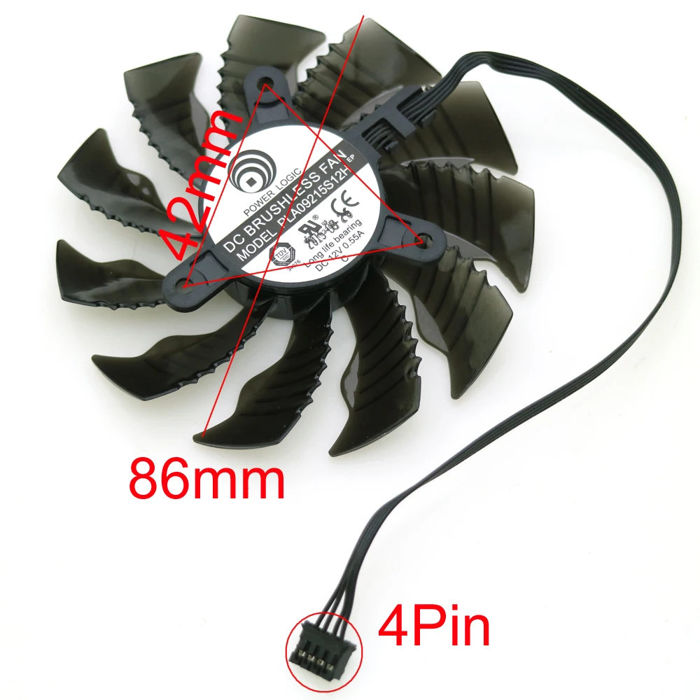 PLA09215B12H PLA09215S12H 12V 0.55A 86mm 4Pin VGA Fan For Gigabyte N970 N980 GTX970 GTX960 Mini-ITX Graphics Card Cooling Fan