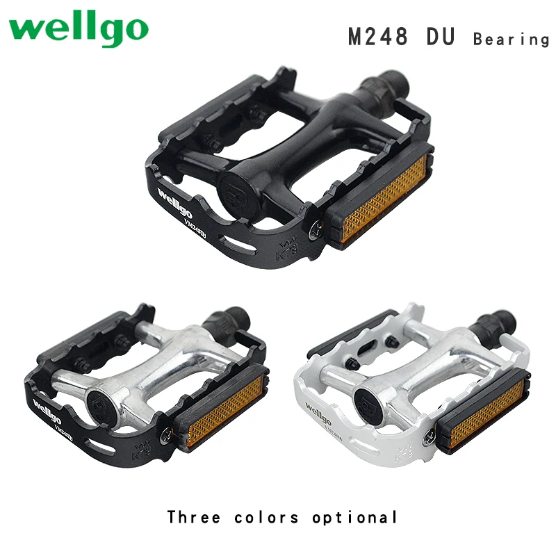 WELLGO Ultralight Bearing Pedals M248 Road Bike Pedal MTB Accessories M248DU Aluminum Alloy Black Silver Mountain Bicycle Parts