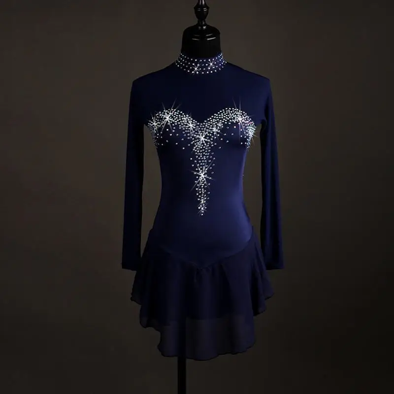 LIUHUO Women Aldult Girl Customize Costume Performance Competition Leotard Ice Figure Skating Dress Dance Teen Blue Children Kid