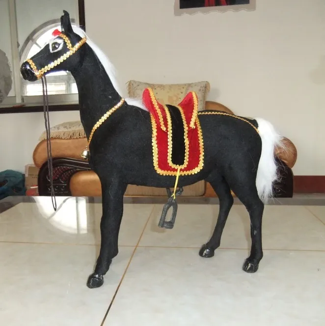 new simulation black horse toy big horse doll gift about 45x46cm