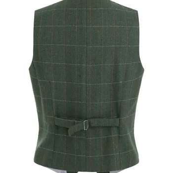 Gilet Uomo In Lana Tweed A Spina Di Pesce – Slim Fit Monopetto, Grigio, Taglie Da XS A 3XL