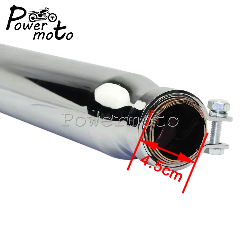 Chrome Motorcycle Slash Cut Tapered Exhaust Pipe Turn Out Muffler Silencer for Harley Honda Suzuki Intruder LC VL 125 800 1400