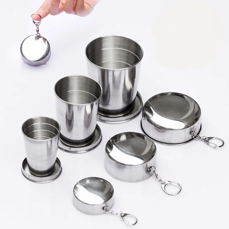 Mini Stainless Steel Wine Glasses Portable Outdoor Camping Picnic Travel Folding Collapsible Metal Drinking Cups Telescopic Mug