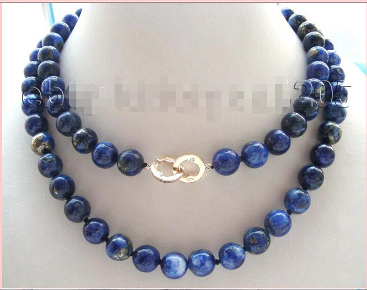 

shipping 32" Natural 10mm Blue Round Lapis Lazuli Necklace