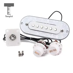 Tooyful 1 Set Prewired 52mm Bridge Pickup with White Pearl Pickguard Volume Tone Knob for Electric/Acoustic/Classical Guitar