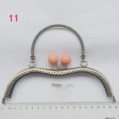 vintage metal purse frame with colorful ball buckle carved pattern handle women female bag clasp hardware accessories 10pcs/lot