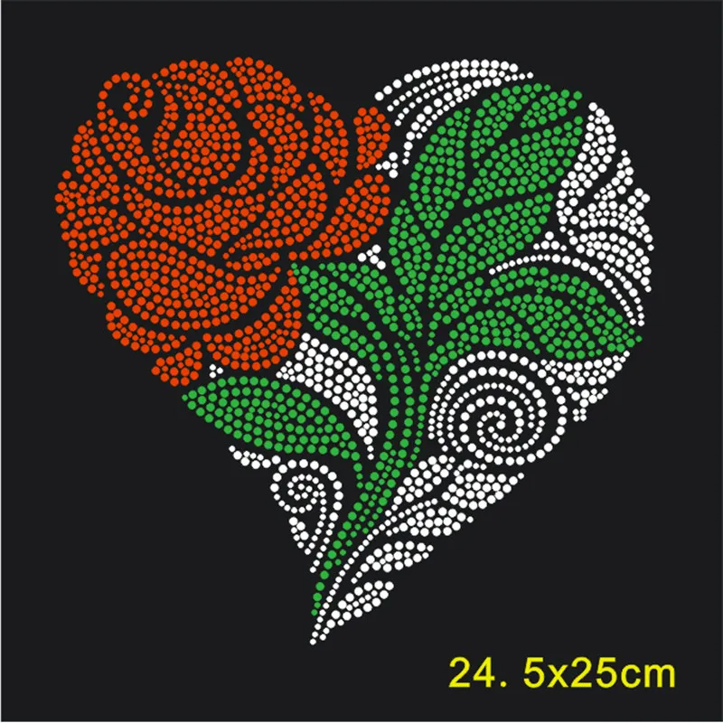 

Crystal Motif Designs Tops Heart Rhinestone Iron On Patches Flowers Custom Strass Decorative Stickers Beaded Applique