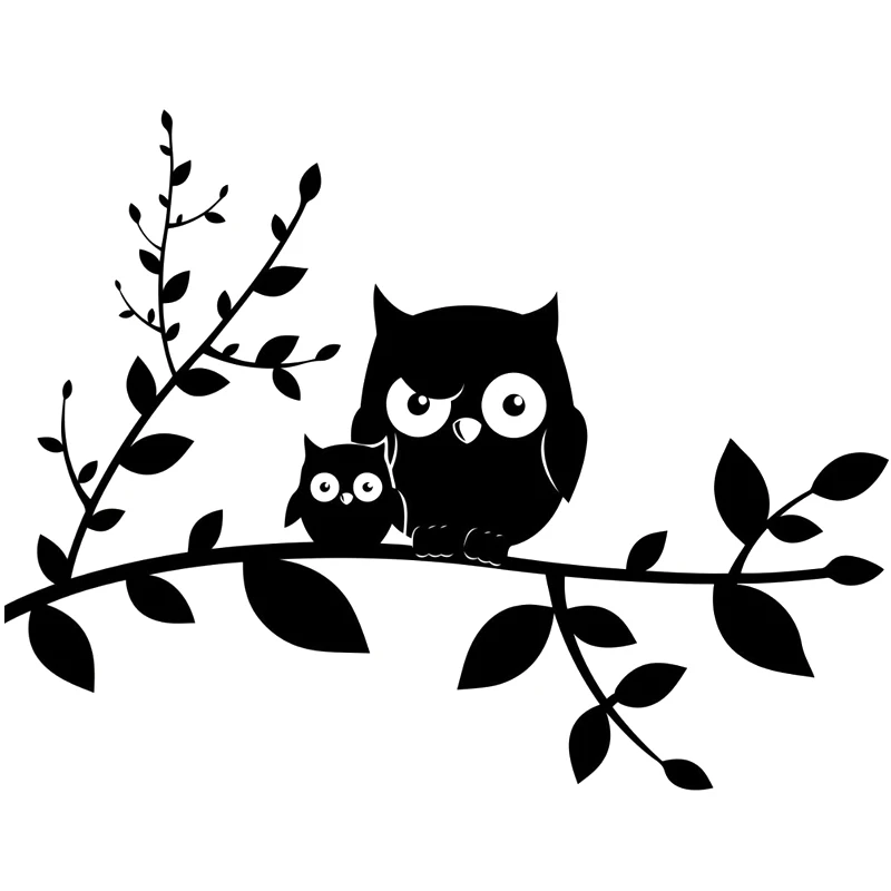 19.5X15CM Owl Family Birds On Tree Branch Fashion Vinyl Decals Car Sticker Car-styling S6-2512