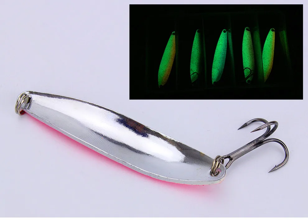 Fishing Metal Lure Spoons Dual Color Glow Salix Leaf Shaped Spoon Artificial Lure Bait 6.5cm/13g Reflect Sequins 1 Piece Sale