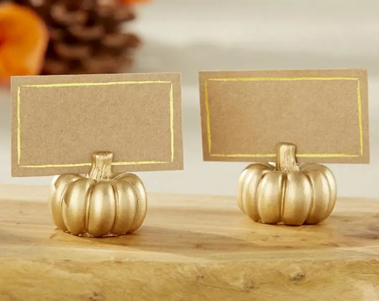 

160pcs Gold Color Pumpkin Shape Place Card Holder Wedding Party Table Name Picture Holder SN1069