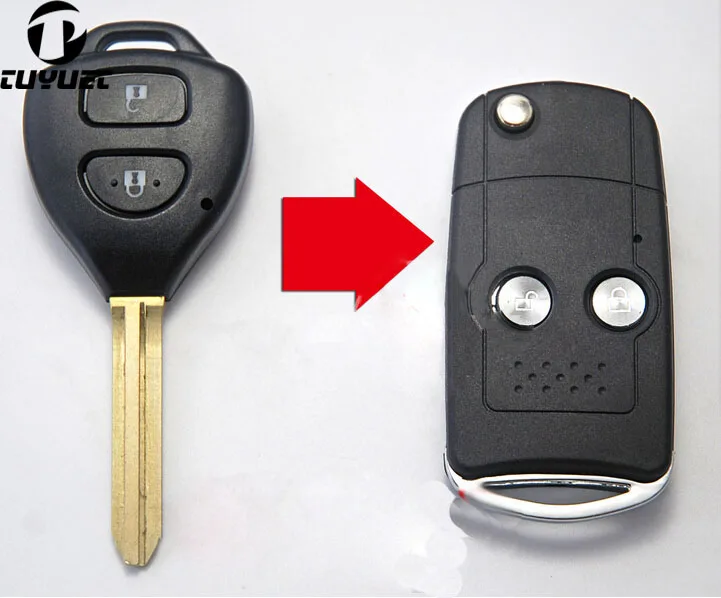 

10PCS 2 Buttons Blank Modified Flip Remote Key Shell For Toyota Corolla RAV4 New Vios FOB Car Key Case