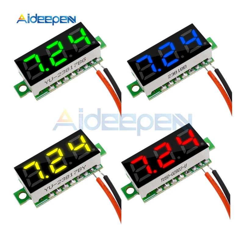 Led Voltímetro Digital Medidor de Tensão Detector de Volts Monitor Painel Tester Vermelho Verde dc 0100v 2.5v30v 0.28 12v 24v Peças
