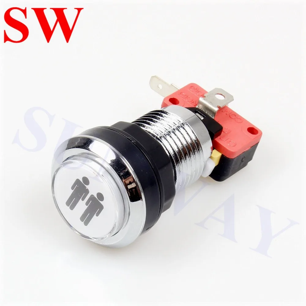 1PC 12V LED Chrome moneta przycisk posrebrzany 1 odtwarzacz 2 odtwarzacz podświetlany przycisk podświetlana dioda LED przycisk z mikroprzełącznikiem