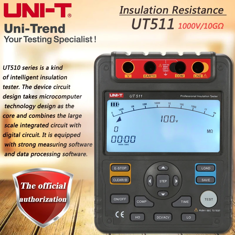 UNI-T UT511/UT512  Digital Insulation Resistance Testers; Output Voltage 1000V/2500V Polarization Index/COMP Comparison Function