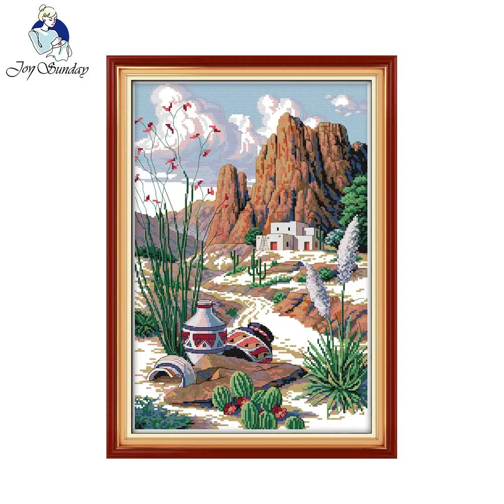 Joy Sunday The Silk Road Painting 11CT 14CT Cross Stitch Sets Needlepoint Cross Stitch Kits for Embroidery Home Decor Needlework