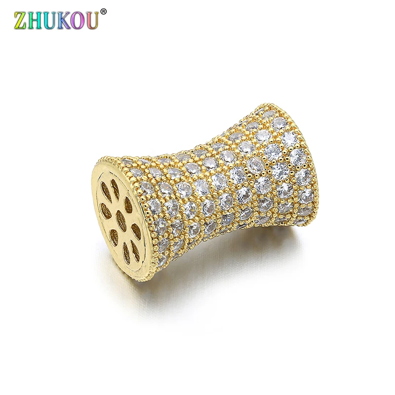 12*17mm Brass Cubic Zirconia Oval Beads for DIY Jewelry Accessories Making, Round shape Hole:1.8mm, VZ182