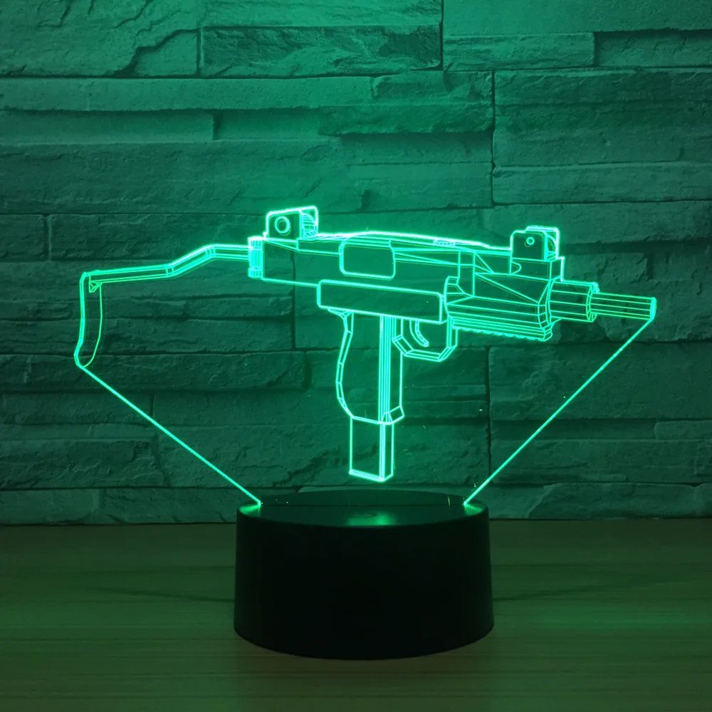 

Submachine Gun Modeling 3d Light Touch Remote Control Led Night Light New Colorful Colorful Creative Usb 3d Lamp