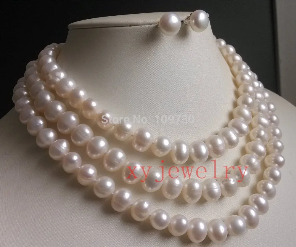 Nice genuine cultured 8-9mm white off round pearl necklace 48 