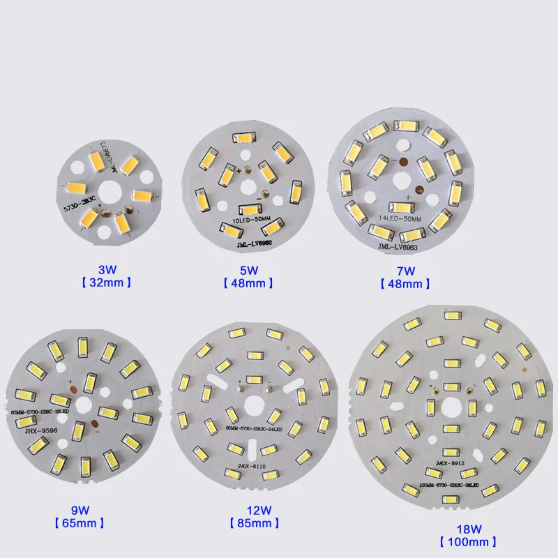 5pcs/Lot 3W 5W 7W 9W 12W 18W 24W 5730 Brightness SMD Light Board Led Lamp Panel For Ceiling PCB With LED