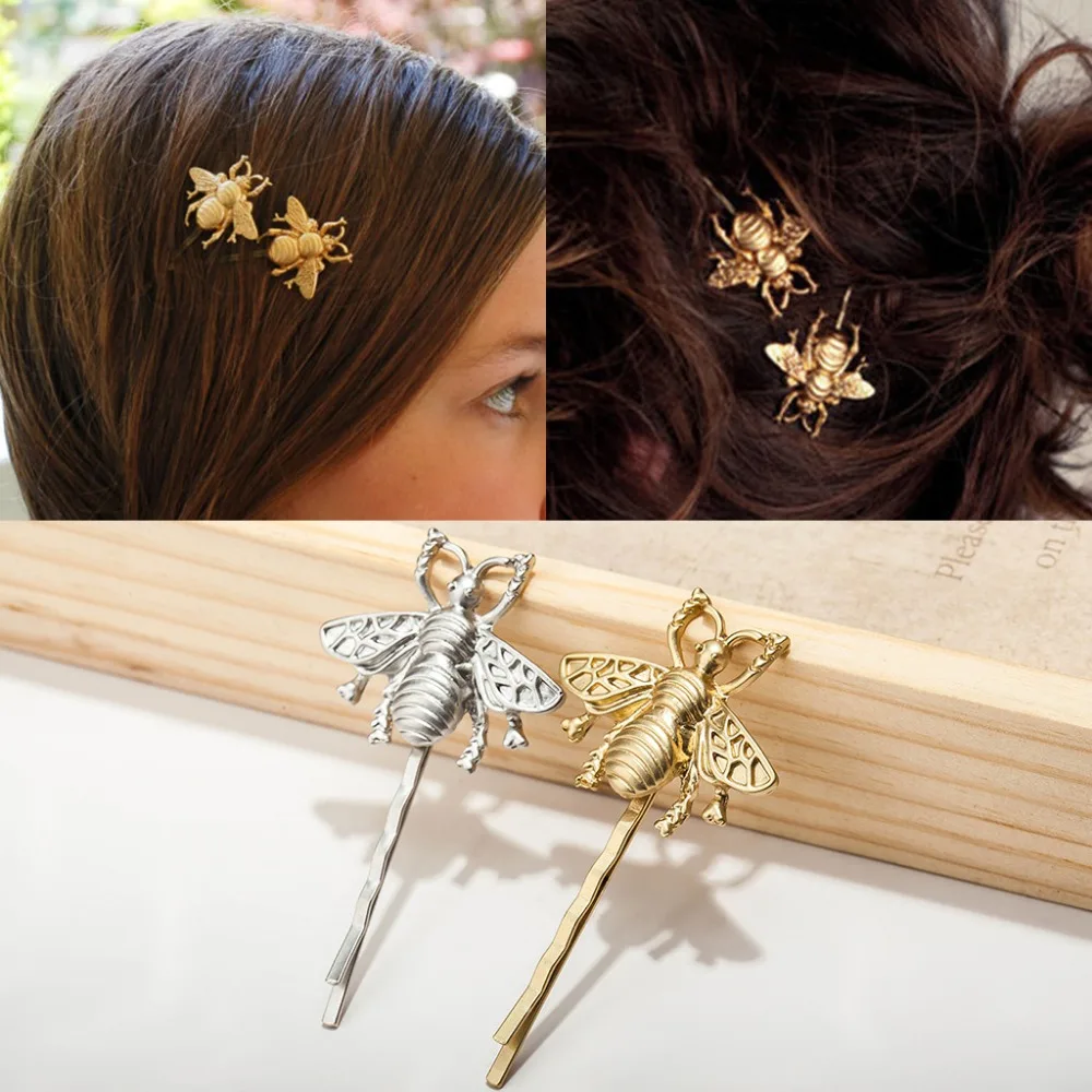 Golden Silver Plated Metalli Bee Hair Clips and Pins Insect Barrettes for  Women Fashion Hair Jewelry