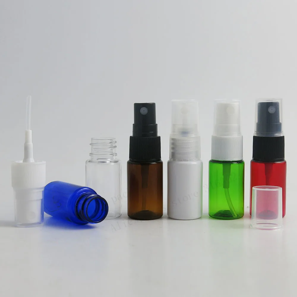 100 x  10ml Travel Blue Amber Red White Clear Green PET Plastic Perfume Bottle 10cc Pet 1/3oz Fragrance Perfume Atomizer