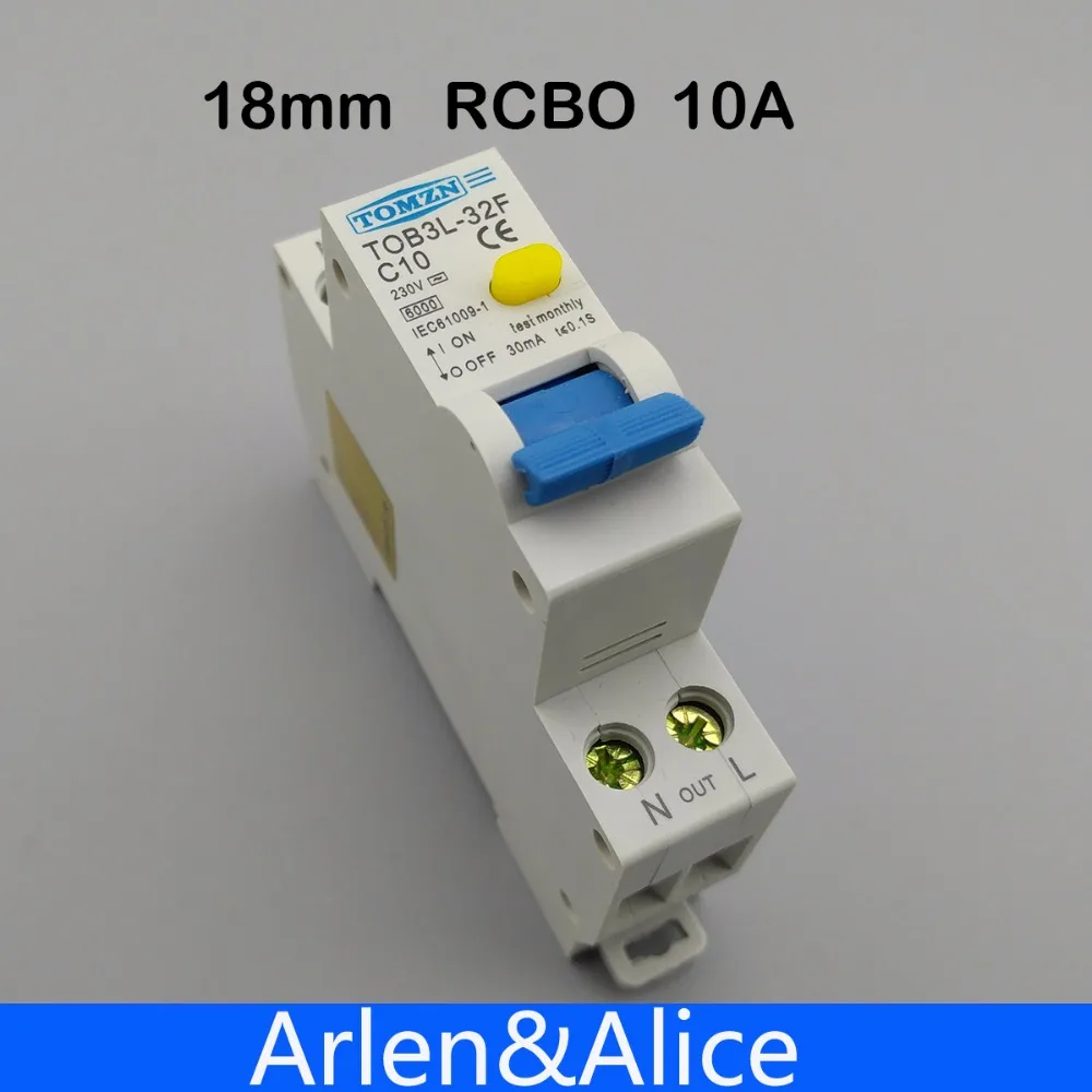 18MM RCBO 10A 1P+N 6KA Residual current differential automatic Circuit breaker with over current and Leakage protection