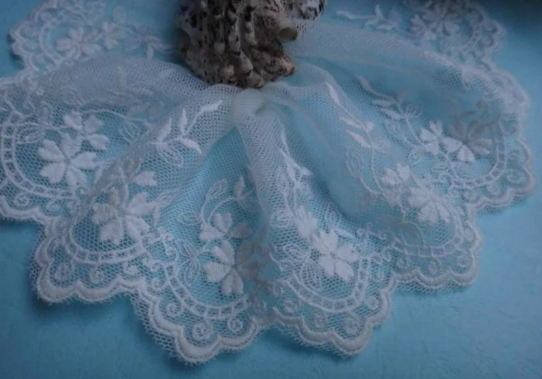 

5 yard/lot width 3.94" 10cm white mesh embroidered lace trim ribbon lace fabric textiles 1042520L4K211