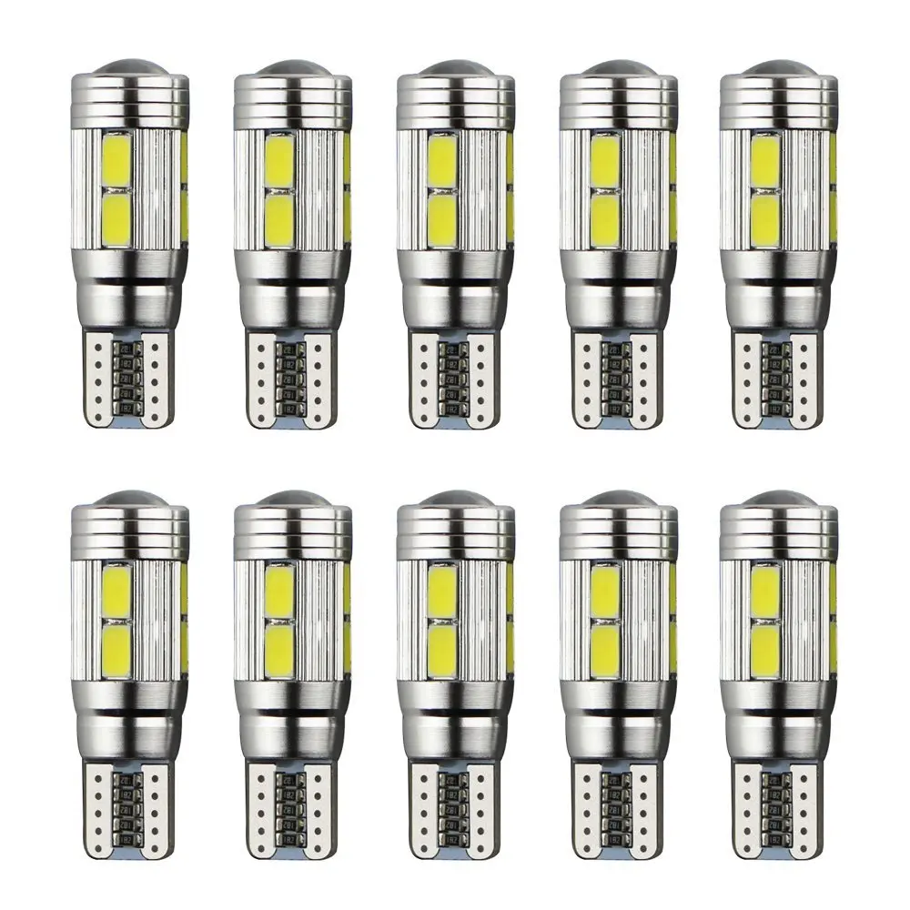 

Free Canbus T10 10-SMD 5630 White LED for W5W 194 168 2825 Car Side Wedge Light Automotive T10 LED Light Bulbs Replacement Parts