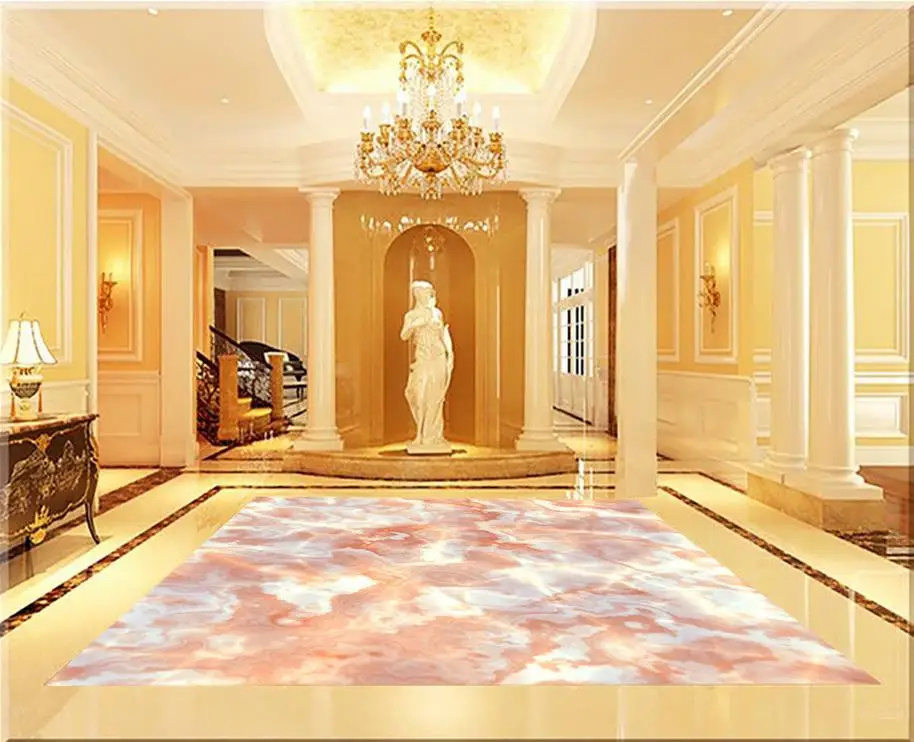 

3d floor painting wallpaper Jade marble floor painting pvc self-adhesive wallpaper floor 3d wallpaper