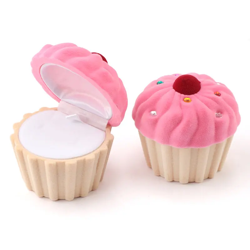 1 piece lovely Velvet jewelry box wedding ring box cake gift box Necklace Ring Case Earring Holder for jewelry display 2 colors