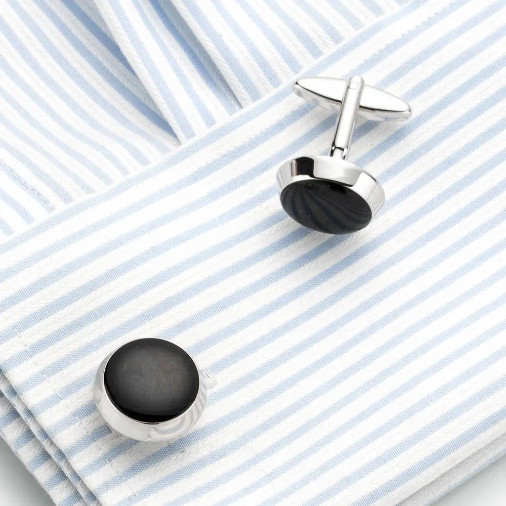 VAGULA Gemelos Classic Silver-color Black Painting Copper Men\'s Cufflink Luxury gift Suit Shirt Buttons Cufflings 695