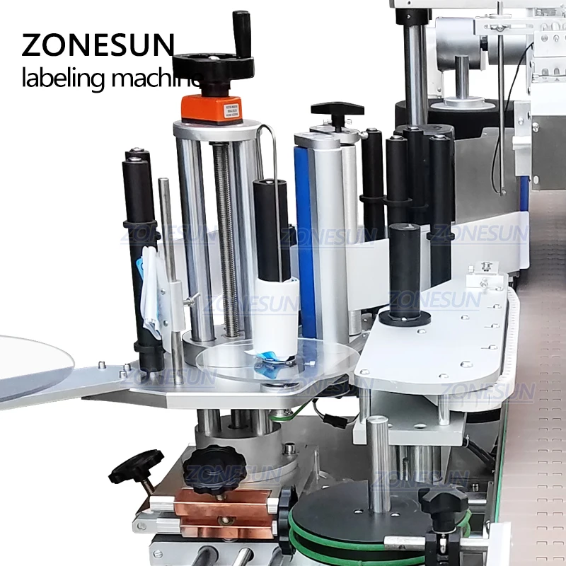 ZONESUN Automatische doppelseitige Kennzeichnung Maschine Aufkleber Unregelmäßigen Platz Flache Kunststoff Flasche Creme flasche Label Applikator