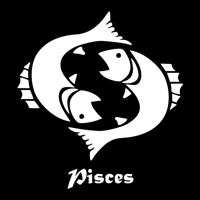 YJZT 14.8CM*15.8CM Car Sticker Decal Zodiac Astrological Astrology Fish Pisces Art Decor Vinyl Black/Silver C24-0510