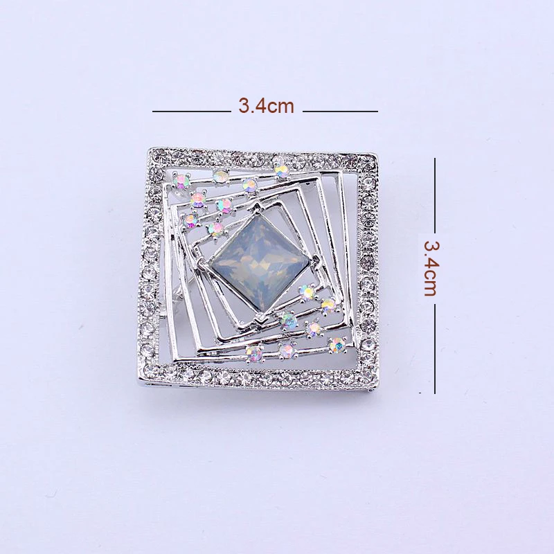 TANGTANG Pin Badges Brooch With Rhinestones Square Brooches Silver Color Crystal Womens Jewellery Metal Charming Brooch Pin Gift