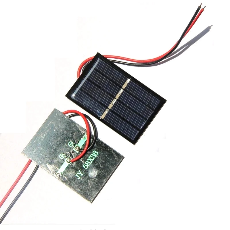 Мини-солнечная панель 0,28 Вт, 2 В с проводом для небольшого солнечного освещения DIY, стерима и игрушки, поликристаллический солнечный фотоэлектрический модуль 58*38 мм, 10 шт.