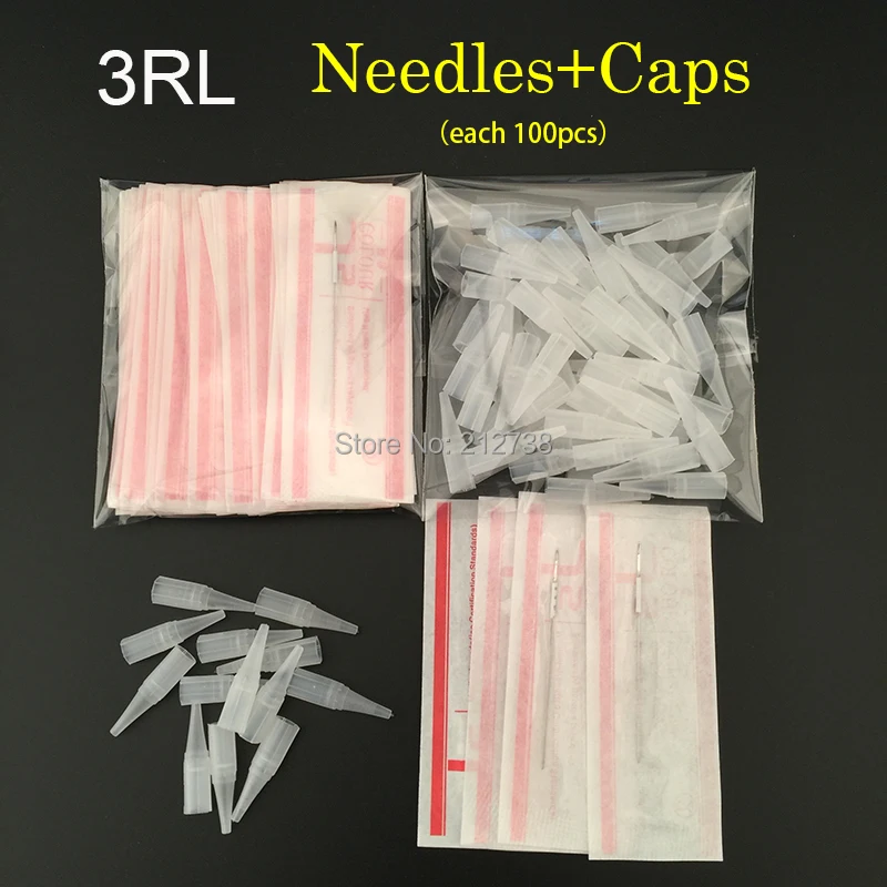 Free Shipping 100Pcs 3R needles and 100pcs 3R tips For Permanent Makeup Traditional Tattoo Needles Independent Package-B5