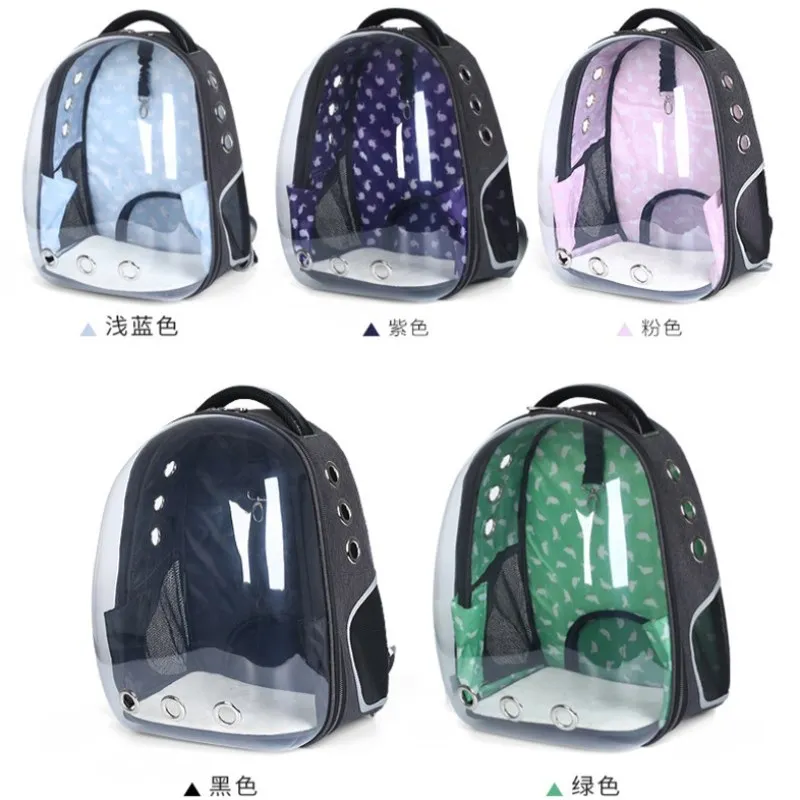 

new colorful Panoramic transparent mesh breathable space pet backpack Dog and cat portable to prevent pets escape travel bag