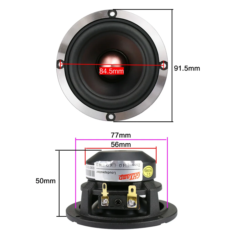 GHXAMP 3 Inch HIFI Midrange Car Speaker DSP 8ohm 30W Neodymium 92dB Mediant Aluminum Ceramic Cone Car Upgrade 3 Way Speaker 1PC