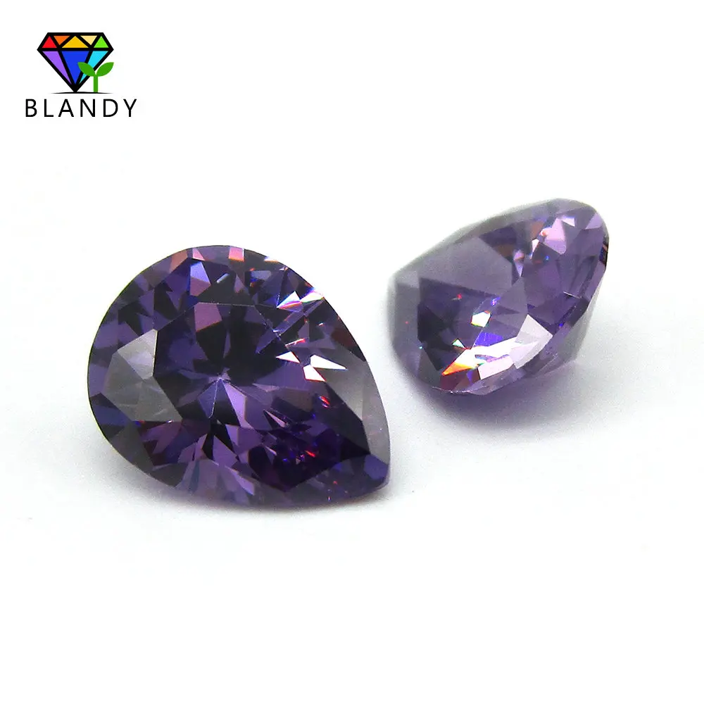 Free Shipping 2x3~13x18mm 5A Pear Cut Amethystine CZ Stone Synthetic Gems Purple Red Cubic Zirconia For DIY Jewellery