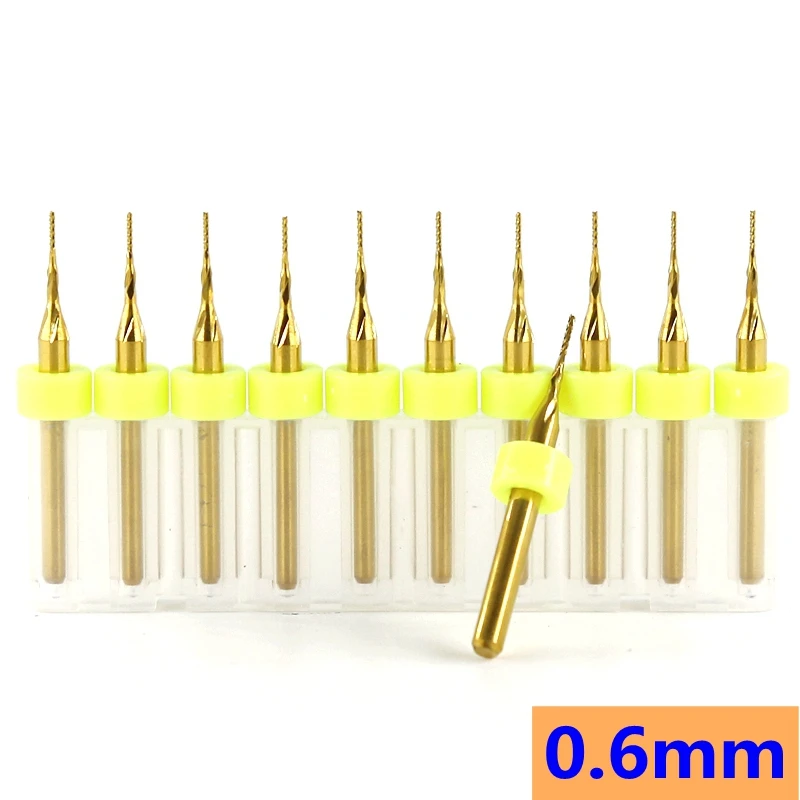 0.6mm Solid Carbide Milling Cutter CNC Corn Knife 10PCS Wood Strawberry Cutting Machine PCB Milling Cutter Milling Machine Tool