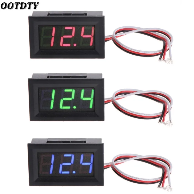 OOTDTY Mini Voltmeter Tester Digital Voltage Test Battery DC 0-30V Red/Blue/Green Auto Car