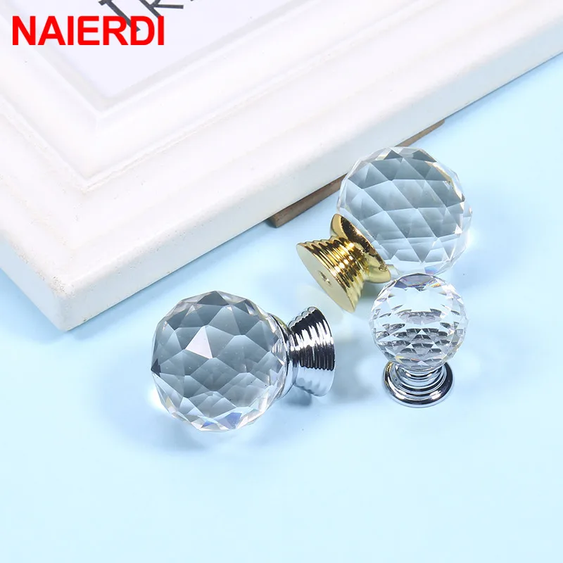 NAIERDI Kleurrijke Crystal Glass Knoppen Kast Handgrepen Crystal Ball Kast Pulls Drawer Knoppen Keuken Meubels Handvat