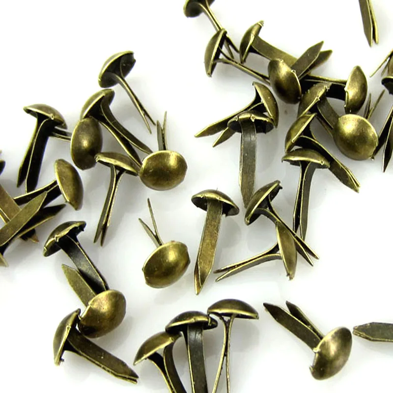500Pcs Bronze Tone Iron Round Metal Mini Brads For Craft Scrapbooking Card Making DIY Rivets Embellishment 9x5mm